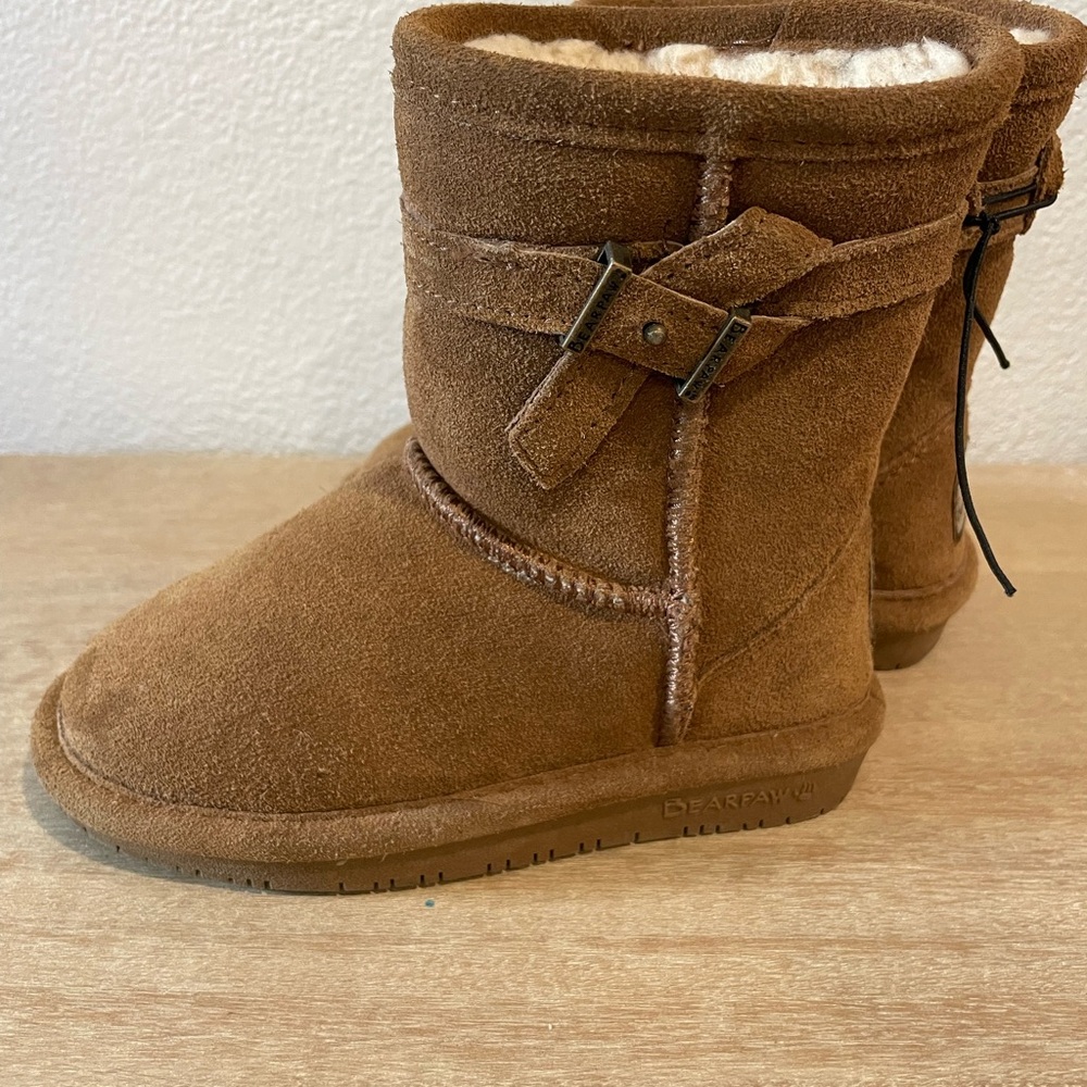 BearPaw Tan Suede Buckle Boots - Picture 2 of 6